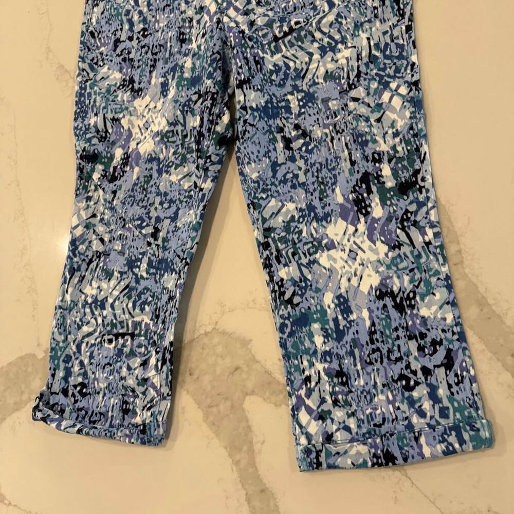 Nine West Chrystie Capri Pants Women's 16 Multicolor Blue Mid Rise Soft Twill - Picture 2 of 7
